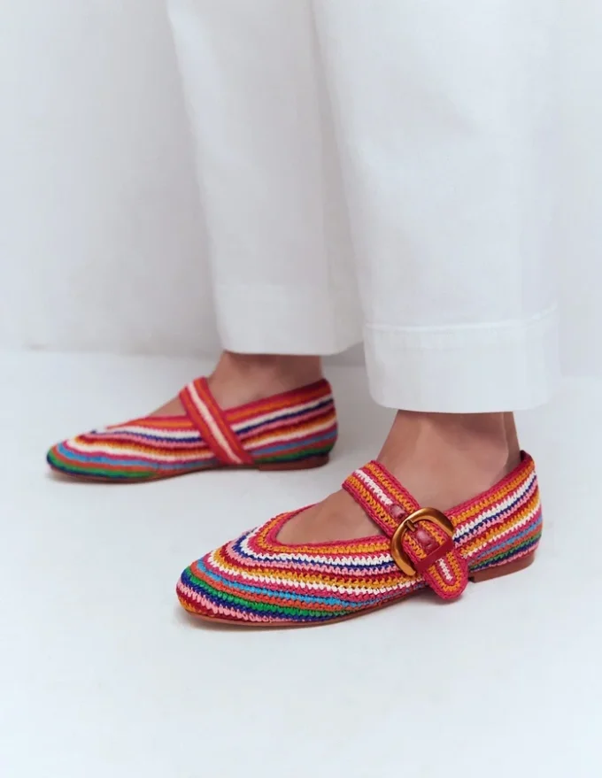 Kylie Flat Buckle Mary Janes Multi Raffia Kylie Flat Buckle Mary Janes Multi Raffia