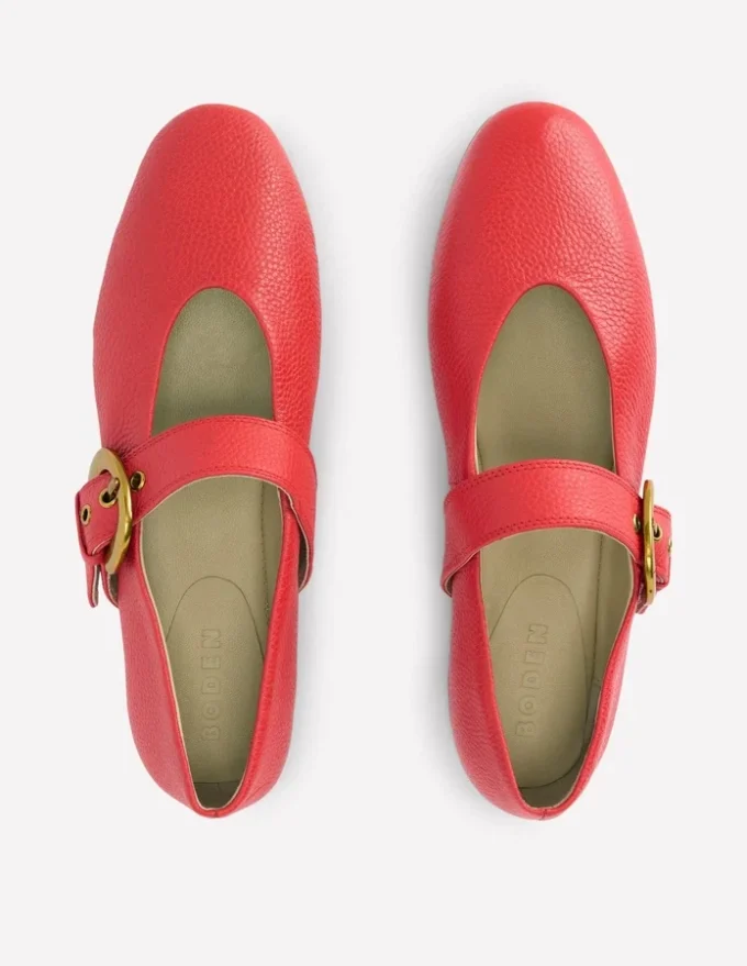 Kylie Flat Buckle Mary Janes Post Box Red Kylie Flat Buckle Mary Janes Post Box Red