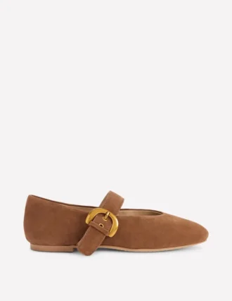 Kylie Flat Buckle Mary Janes Raw Umber