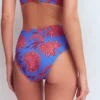 Kythira Ruched Bikini Bottoms Blue, Elegant Blossom