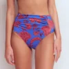 Kythira Ruched Bikini Bottoms Blue, Elegant Blossom