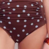 Kythira Ruched Bikini Bottoms Chocolate And Blue Painted Dot