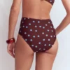 Kythira Ruched Bikini Bottoms Chocolate And Blue Painted Dot