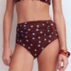 Kythira Ruched Bikini Bottoms Chocolate And Blue Painted Dot