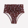 Kythira Ruched Bikini Bottoms Chocolate And Blue Painted Dot