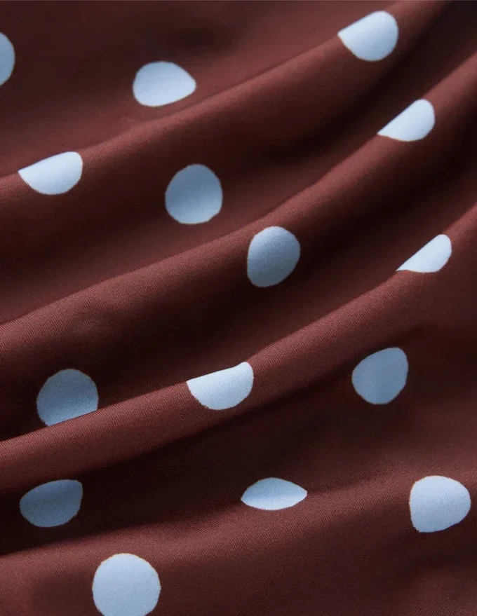 Kythira Ruched Bikini Bottoms Chocolate And Blue Painted Dot