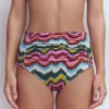 Kythira Ruched Bikini Bottoms Multi, Zig Zag Wave