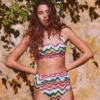 Kythira Ruched Bikini Bottoms Multi, Zig Zag Wave