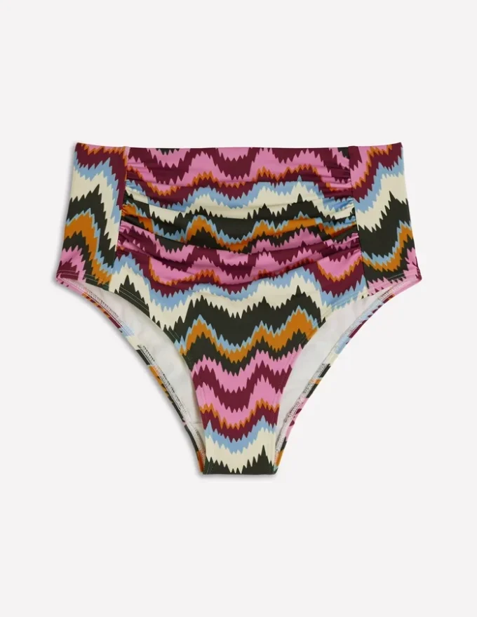 Kythira Ruched Bikini Bottoms Multi, Zig Zag Wave