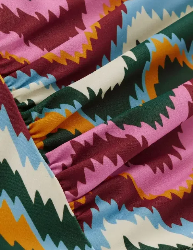 Kythira Ruched Bikini Bottoms Multi, Zig Zag Wave