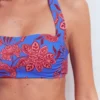 Kythira Ruched Bikini Top Blue, Elegant Blossom