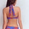 Kythira Ruched Bikini Top Blue, Elegant Blossom