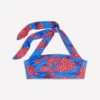 Kythira Ruched Bikini Top Blue, Elegant Blossom