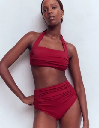 Kythira Ruched Bikini Top Merida Red