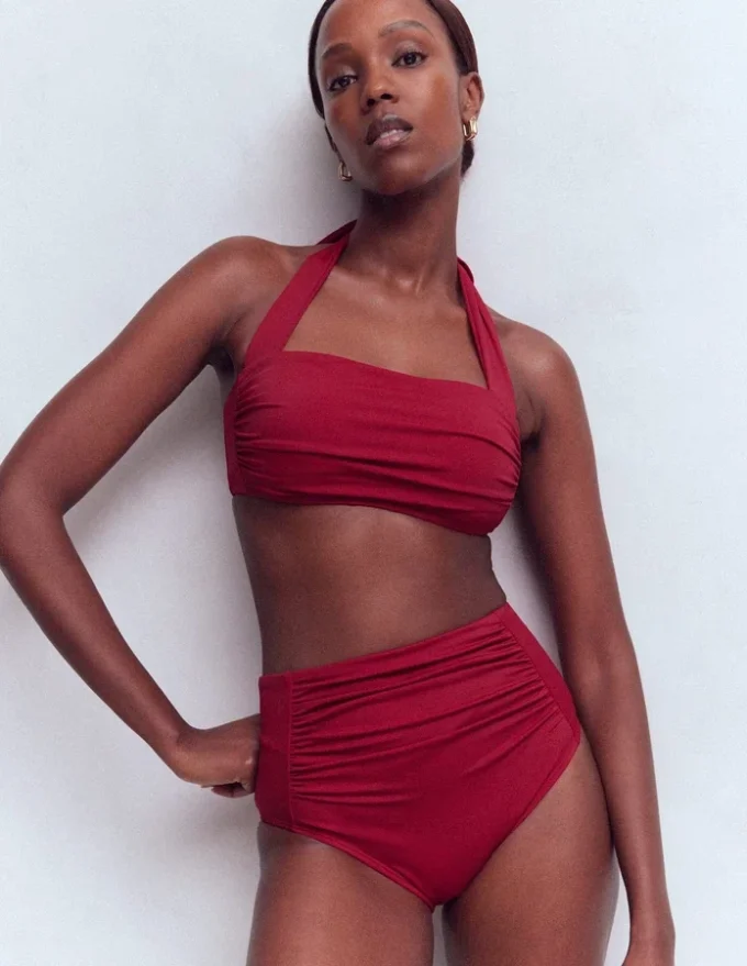 Kythira Ruched Bikini Top Merida Red