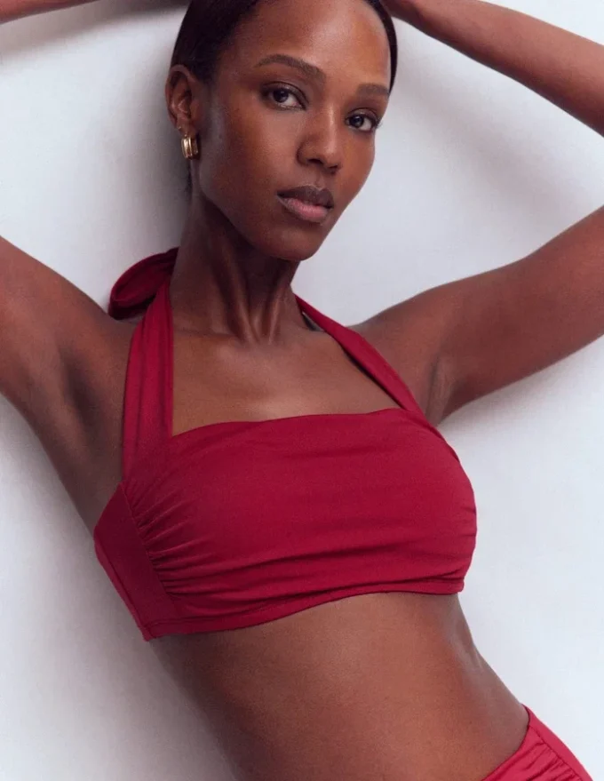 Kythira Ruched Bikini Top Merida Red