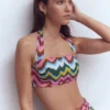 Kythira Ruched Bikini Top Multi Zig zag wave