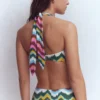 Kythira Ruched Bikini Top Multi Zig zag wave