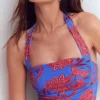 Kythira Ruched Swimsuit Blue, Elegant Blossom