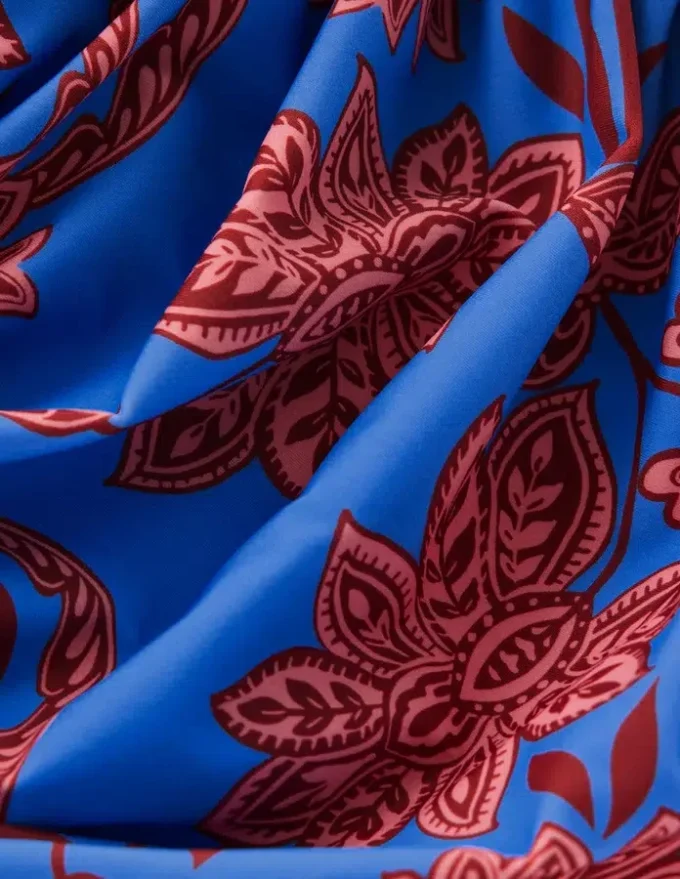 Kythira Ruched Swimsuit Blue, Elegant Blossom