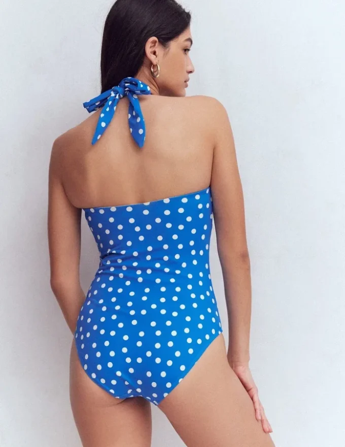 Kythira Ruched Swimsuit Blue, Painted Dot
