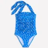 Kythira Ruched Swimsuit Blue, Painted Dot