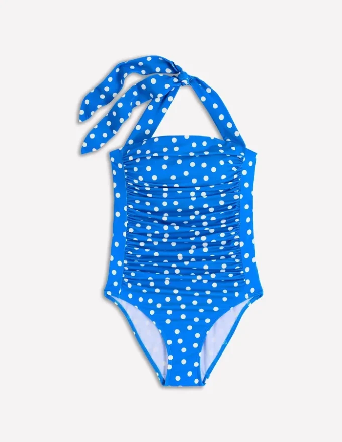 Kythira Ruched Swimsuit Blue, Painted Dot