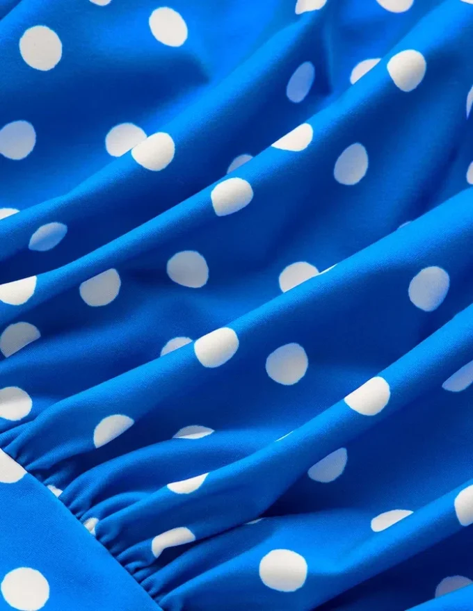 Kythira Ruched Swimsuit Blue, Painted Dot