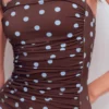 Kythira Ruched Swimsuit Chocolate and Blue Painted Dot