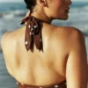 Kythira Ruched Swimsuit Chocolate and Blue Painted Dot