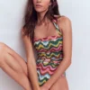 Kythira Ruched Swimsuit Multi, Zig Zag Wave