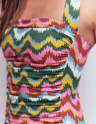 Kythira Ruched Swimsuit Multi, Zig Zag Wave