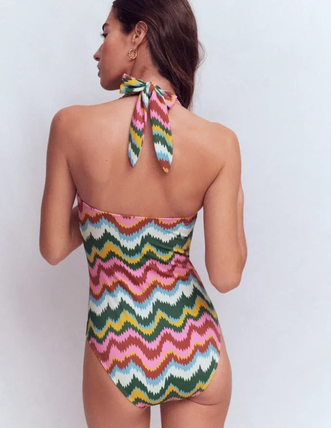 Kythira Ruched Swimsuit Multi, Zig Zag Wave