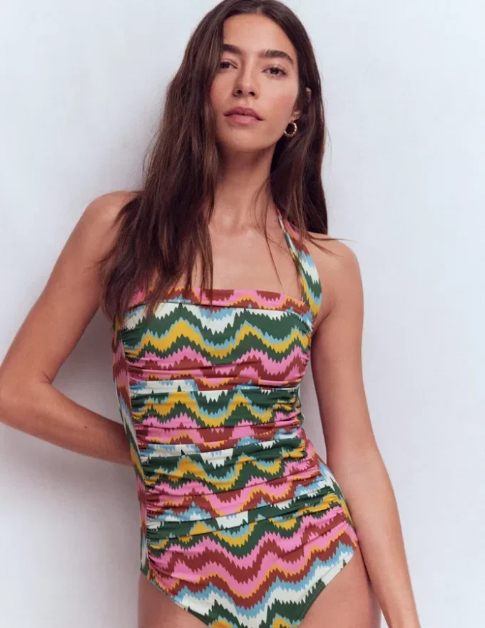 Kythira Ruched Swimsuit Multi, Zig Zag Wave