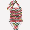 Kythira Ruched Swimsuit Multi, Zig Zag Wave