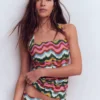 Kythira Ruched Tankini Multi Zig zag wave