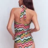 Kythira Ruched Tankini Multi Zig zag wave