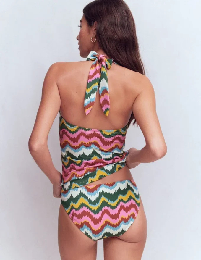 Kythira Ruched Tankini Multi Zig zag wave