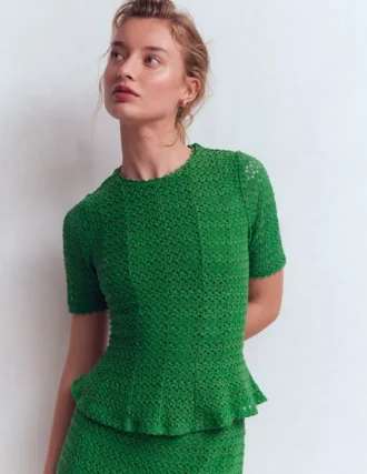 Lace Peplum Top Verdant Green