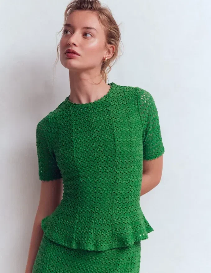 Lace Peplum Top Verdant Green Lace Peplum Top Verdant Green