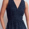 Lace Plunge Neck Panel Dress Navy Lace Plunge Neck Panel Dress Navy