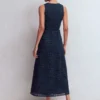Lace Plunge Neck Panel Dress Navy Lace Plunge Neck Panel Dress Navy