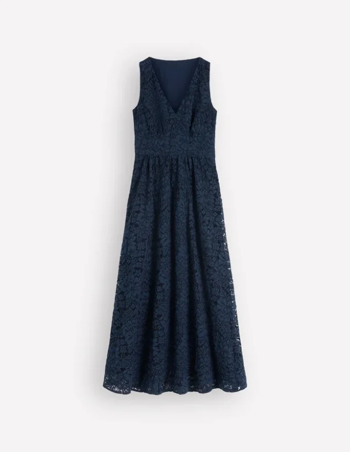 Lace Plunge Neck Panel Dress Navy Lace Plunge Neck Panel Dress Navy