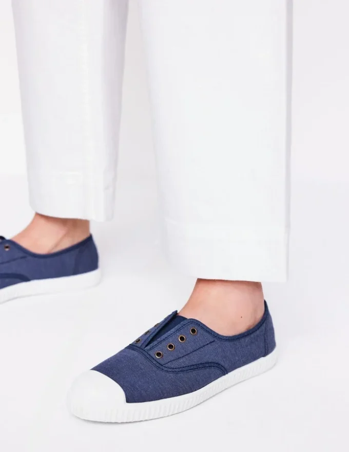 Laceless Canvas Plimsoll Navy