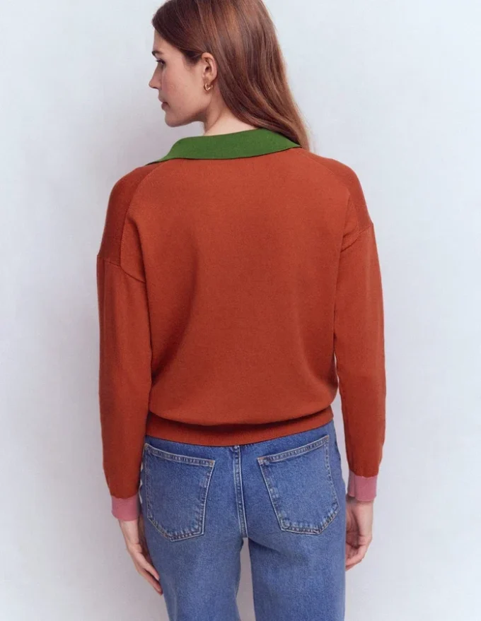 Lara Cotton Henley Jumper Barn Red Lara Cotton Henley Jumper Barn Red