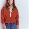 Lara Cotton Henley Jumper Barn Red Lara Cotton Henley Jumper Barn Red