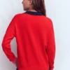 Lara Cotton Henley Jumper Red Lara Cotton Henley Jumper Red