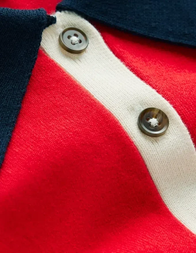 Lara Cotton Henley Jumper Red Lara Cotton Henley Jumper Red