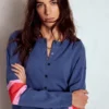 Lara Relaxed Cotton Cardigan Denim Blue Lara Relaxed Cotton Cardigan Denim Blue