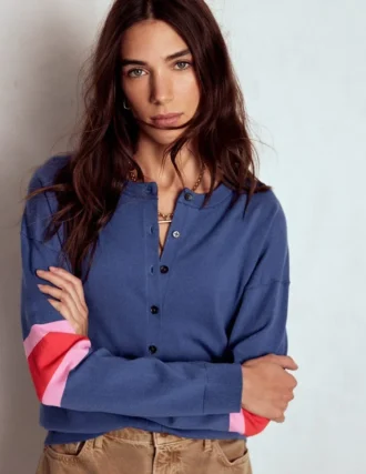Lara Relaxed Cotton Cardigan Denim Blue